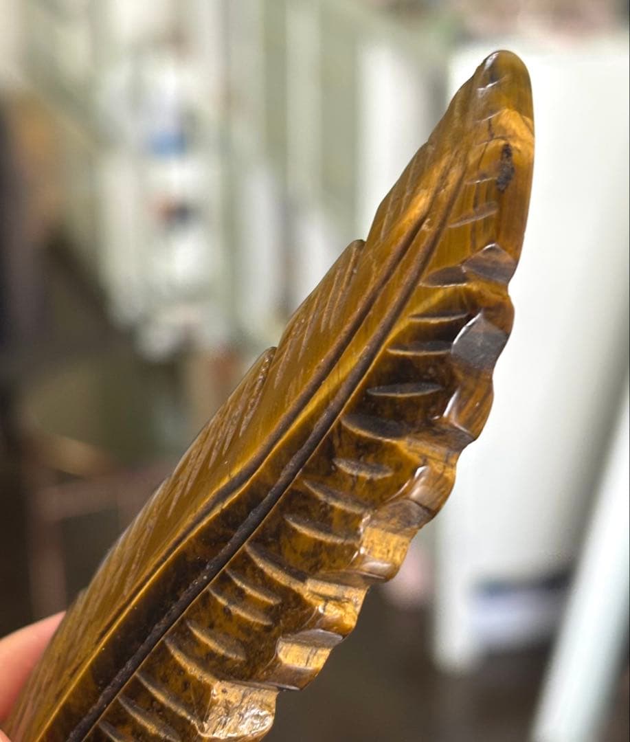 あ〜きゃん♬様　高品質　タイガーアイ　大きめ　羽根　フェザー