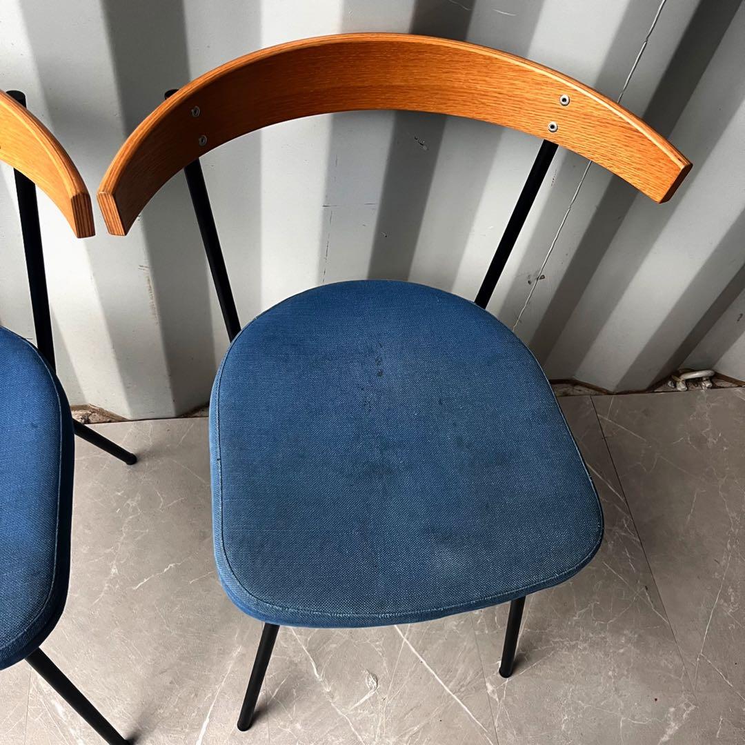 取付無料！イデー フェレチェア 北欧モダン風ブルーダイニングチェア2脚✨