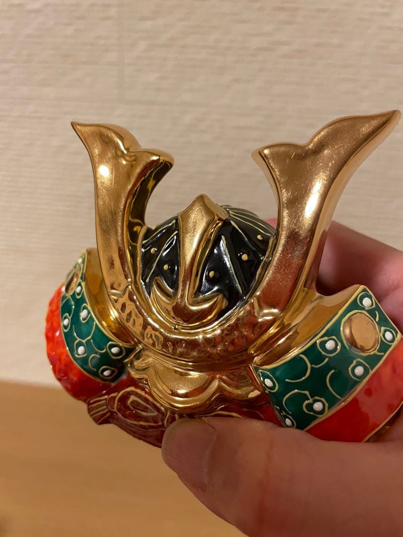 九谷焼　五月人形 九谷長峰　3号　兜 上等　金彩盛