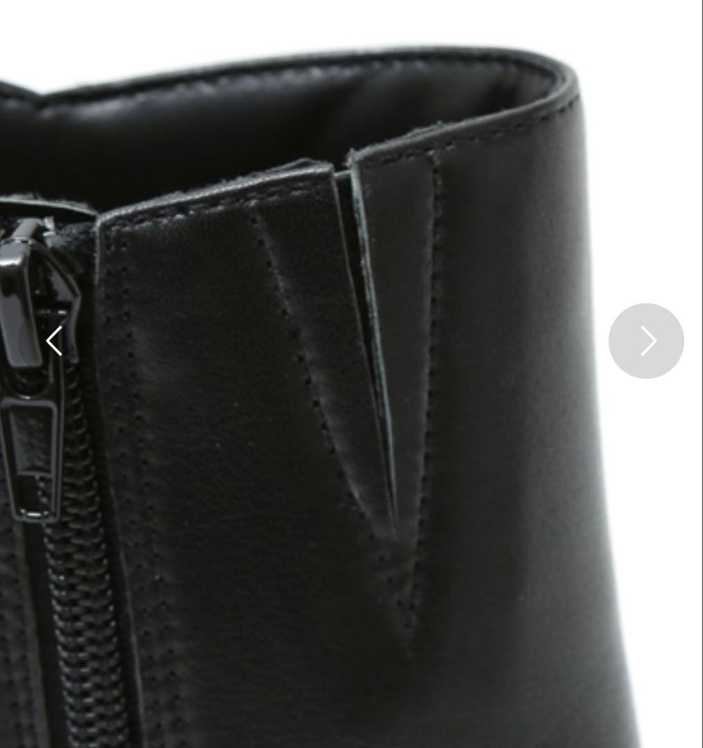 新品未使用本革レザー ショートブーツ 黒　23cm 定価¥28600