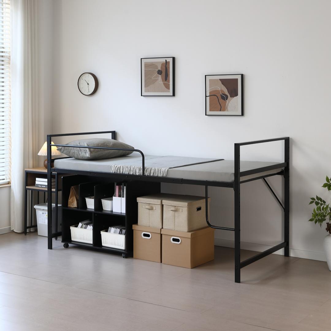 【高さ110cm】ロフトベッド 収納付 北欧風 耐震 スチール 一人暮らし
