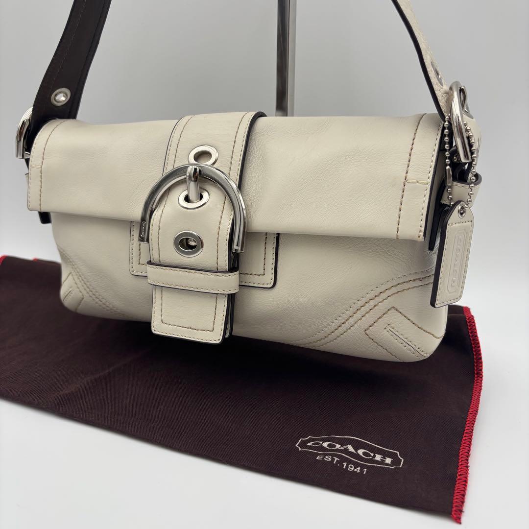 COACH コーチ ソーホー ワンショルダー 肩掛け デミフラップ 白 SOHO