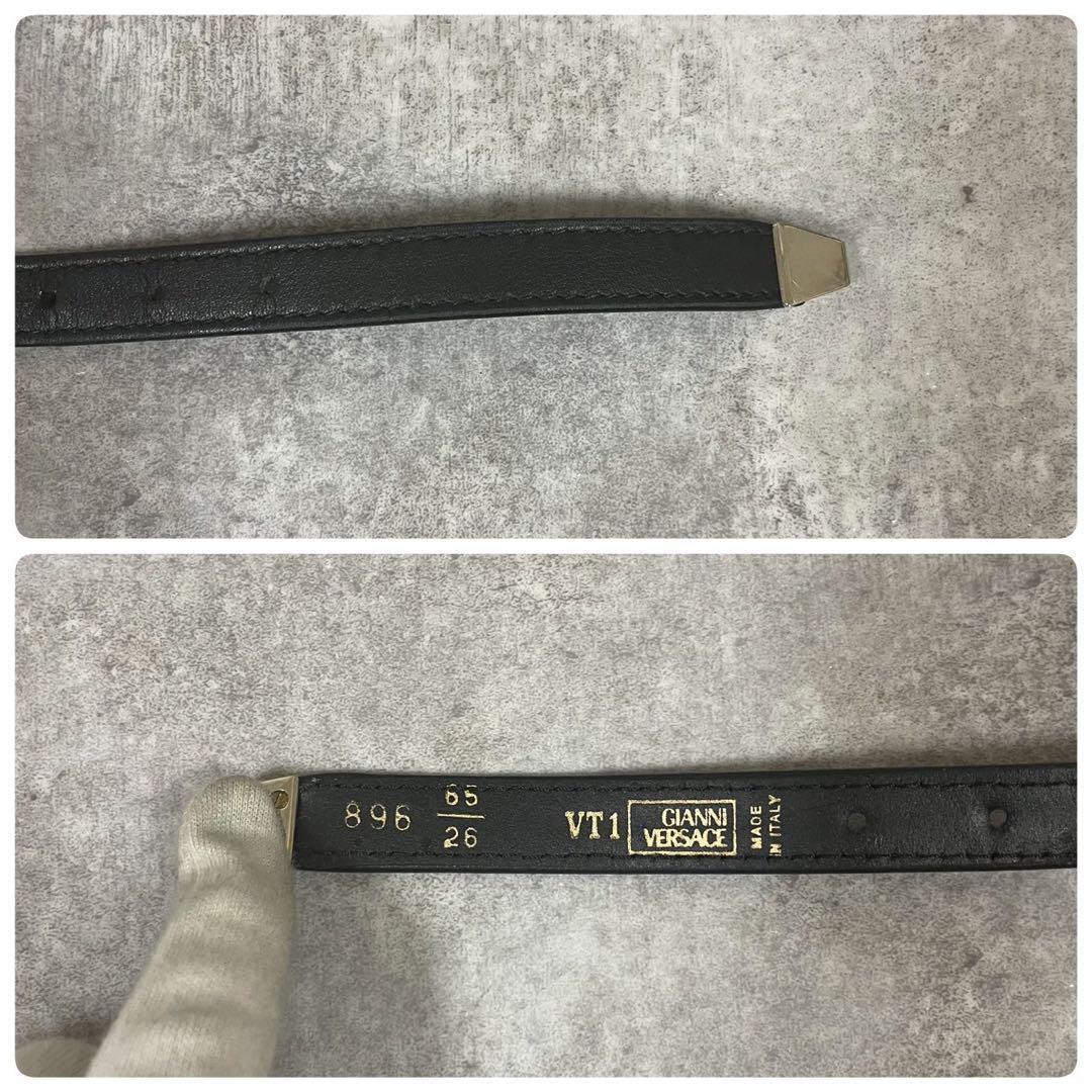 ヴェルサーチ　ベルト　メデューサ　ロゴ　ブラック　ゴールド　スタッズ　シルバー