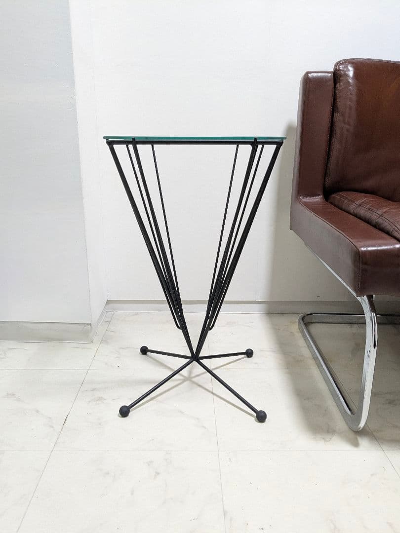 アイアン ガラステーブル ミッドセンチュリー インダストリアル ポストモダン