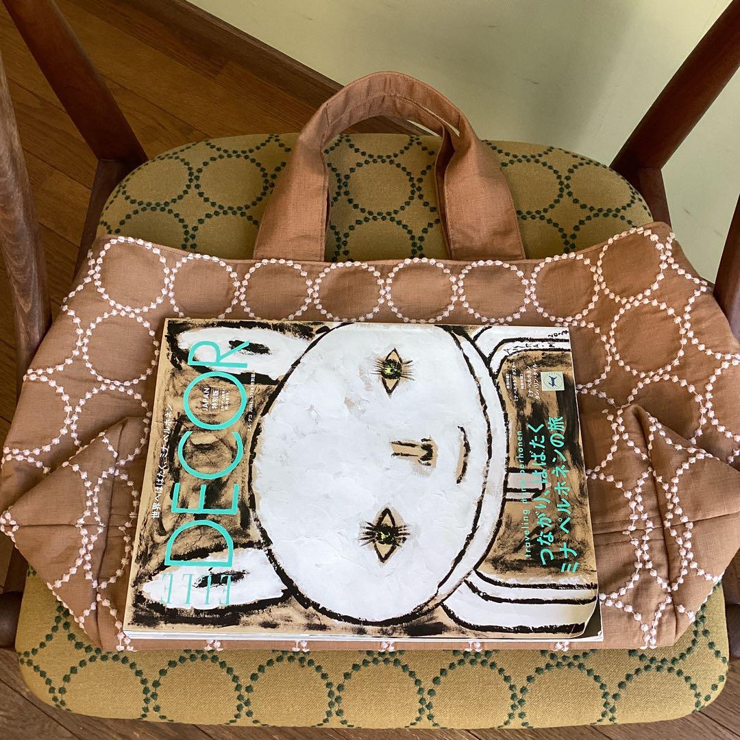 ミナペルホネンタンバリンブラウン　大きめトートバッグハンドメイド