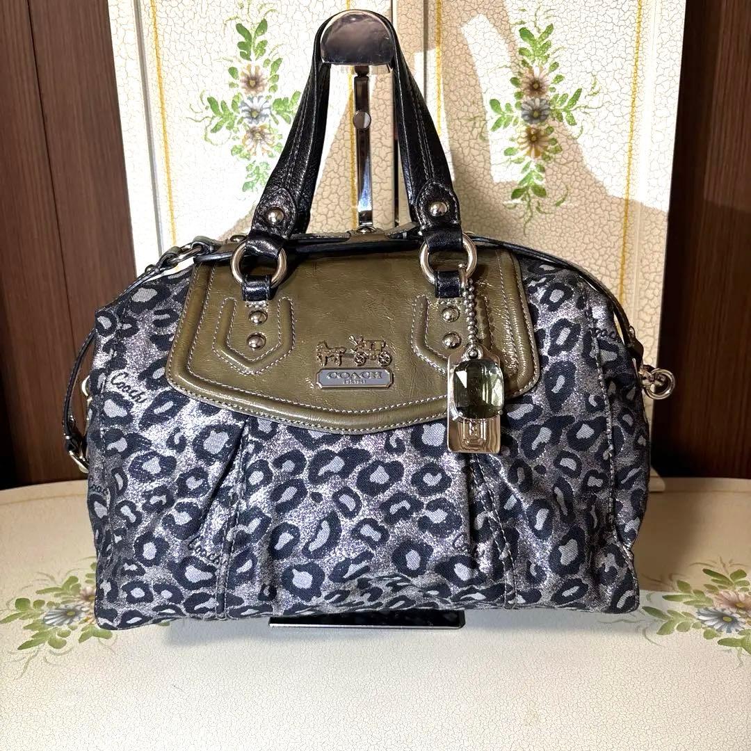 COACH 3WAY ハンドバッグ ショルダーバッグ レオパード柄