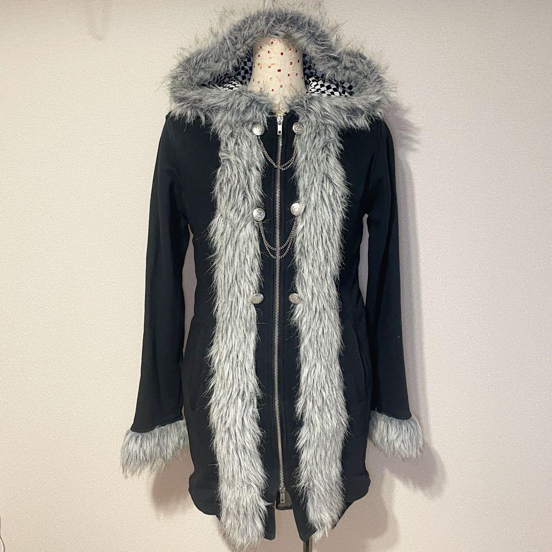 00s 希少 deorart ボリュームファー裾燕尾ダブルジップコート KERA