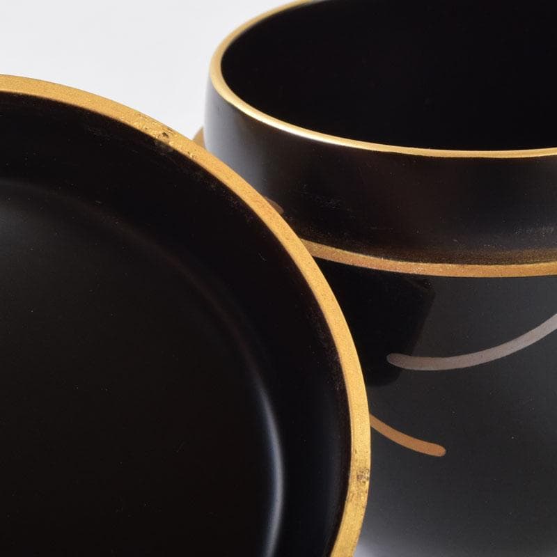 茶道具　塗師　越山作　銀杏蒔絵　中棗　共布共箱　V　9193