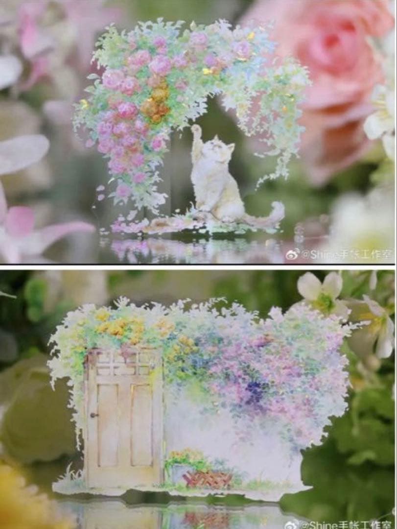 贝壳光 7cm×10m 墙畔花礼 海外マスキングテープ　階段　扉　花　自転車