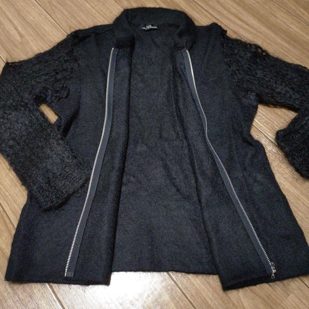 【美品】トリココムデギャルソン　ウール混カーディガン　編み込み　ブラック