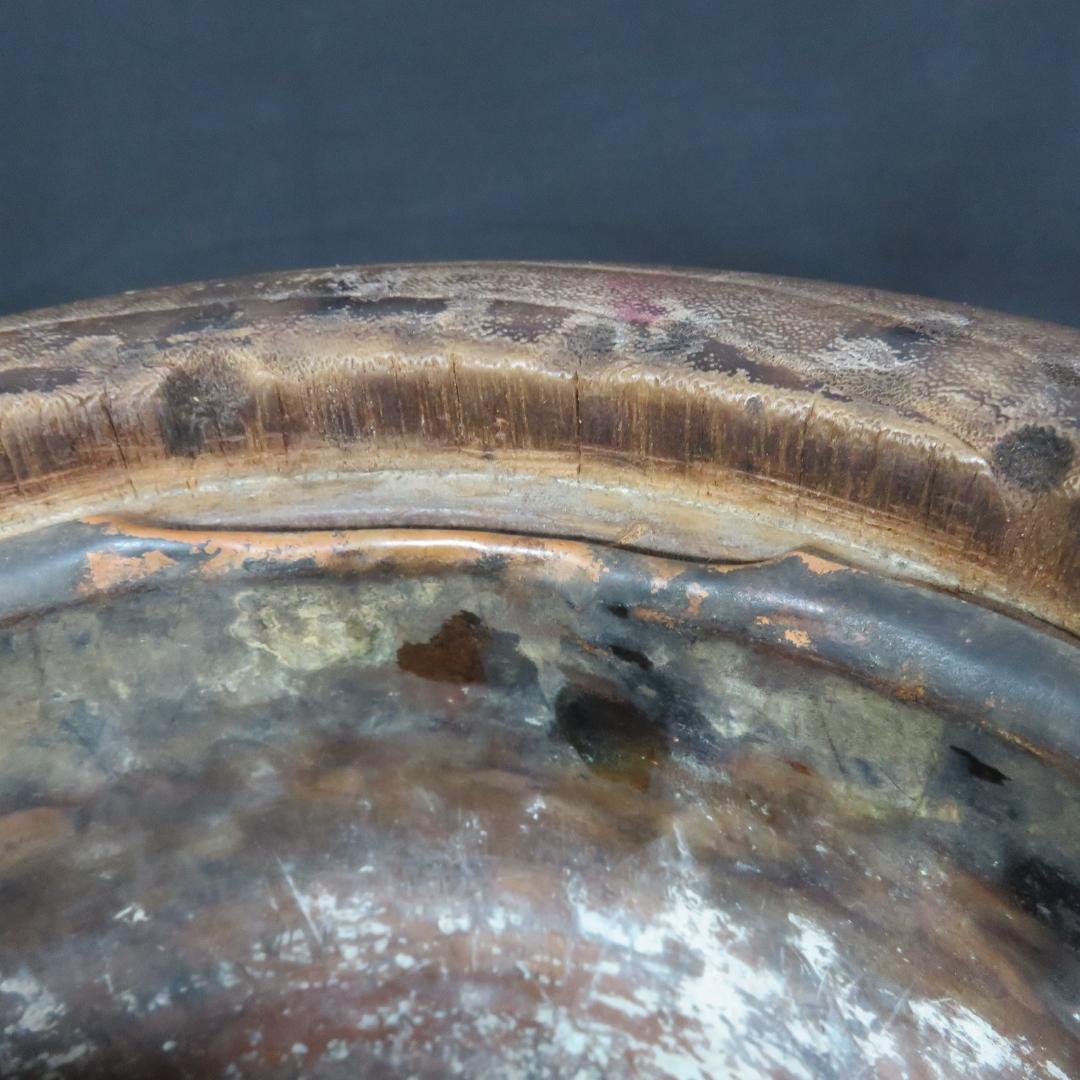 桐火鉢 手あぶり 灰なし 割れ 螺鈿 蒔絵 草花