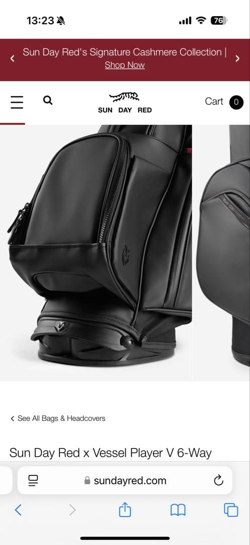 タイガー・ウッズ新ブランド「Sun Day Red」キャディバッグ