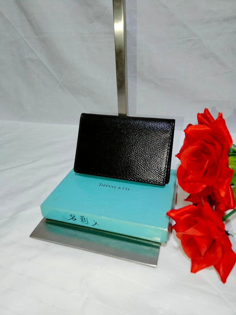 超美品 Tiffany ティファニー レザー 名刺入れ カードケース スリム 黒
