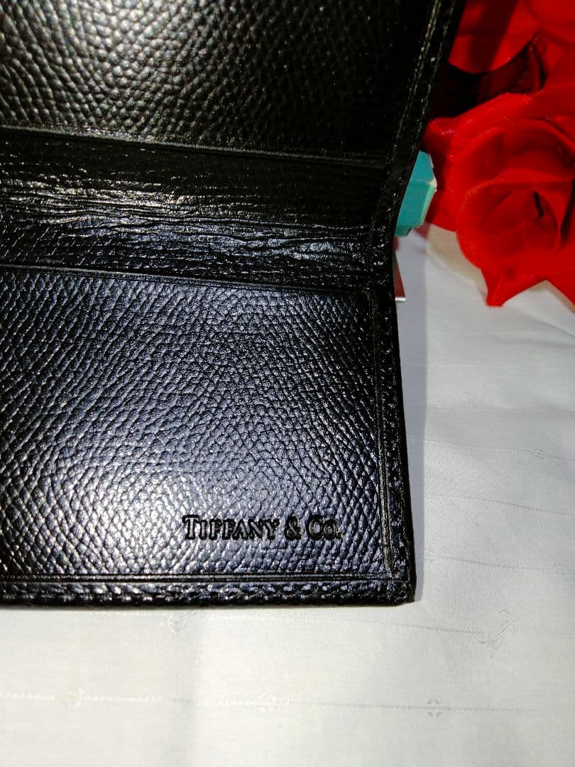 超美品 Tiffany ティファニー レザー 名刺入れ カードケース スリム 黒
