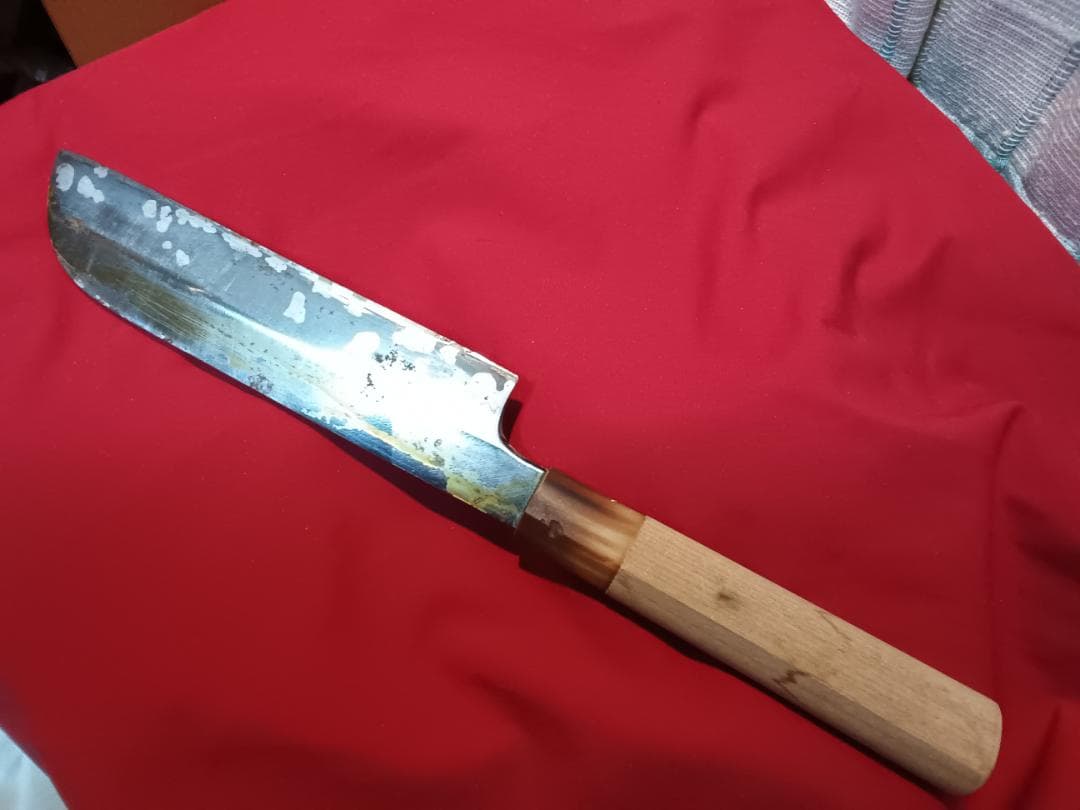 水野鍛練所　源昭忠　本鍛錬　鎌薄刃包丁　片刃　5寸5分 165mm