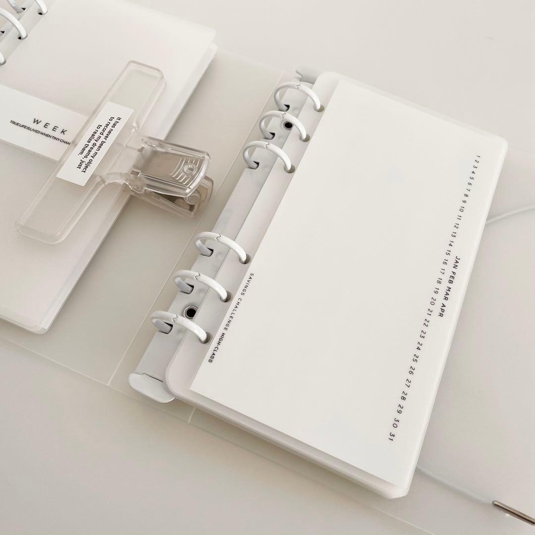 早い者勝ち　韓国　貯金　バインダー　リフィル　ダブルリングバインダー　黒　2