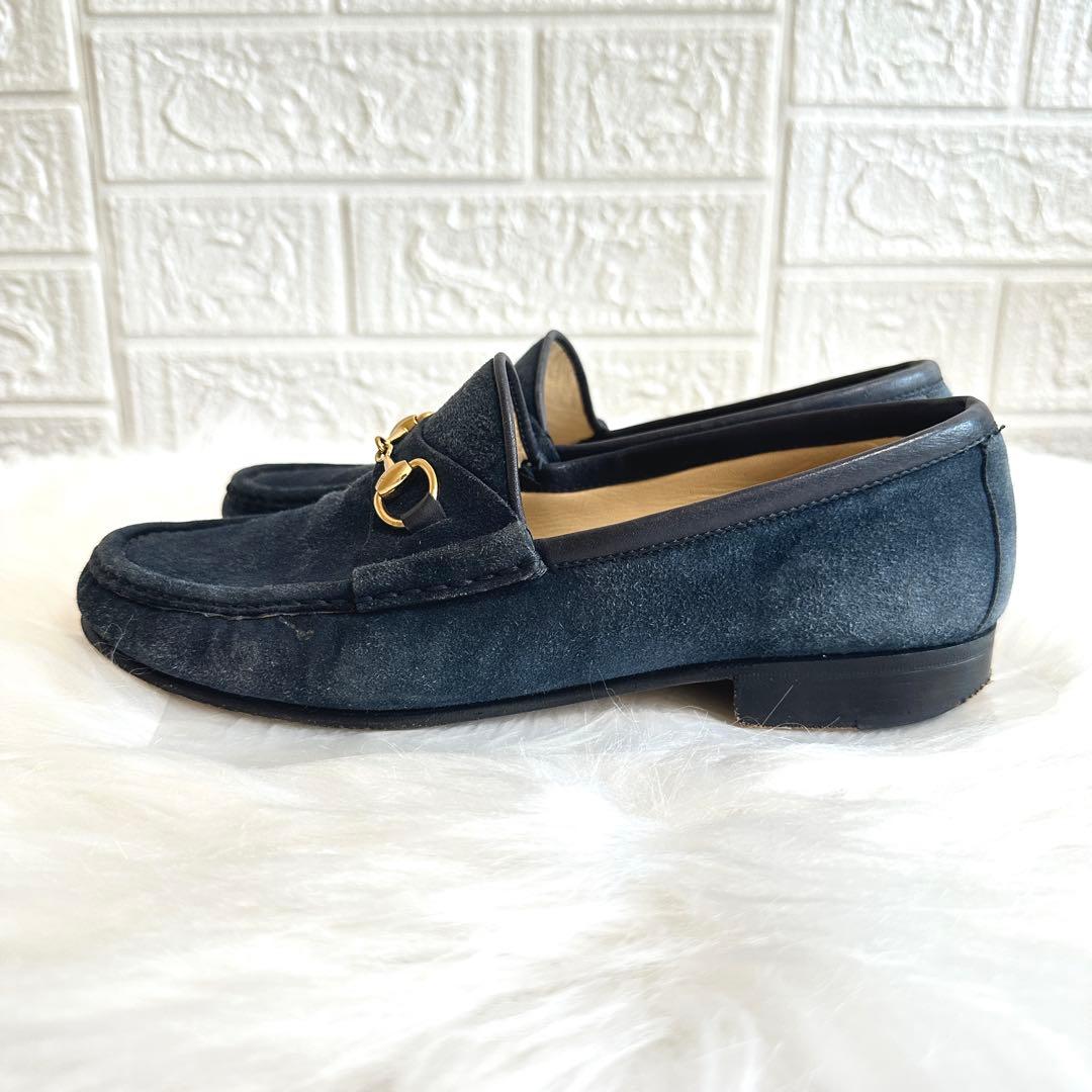 美品✨GUCCI ローファー ホースビット スエード ネイビー イタリア製