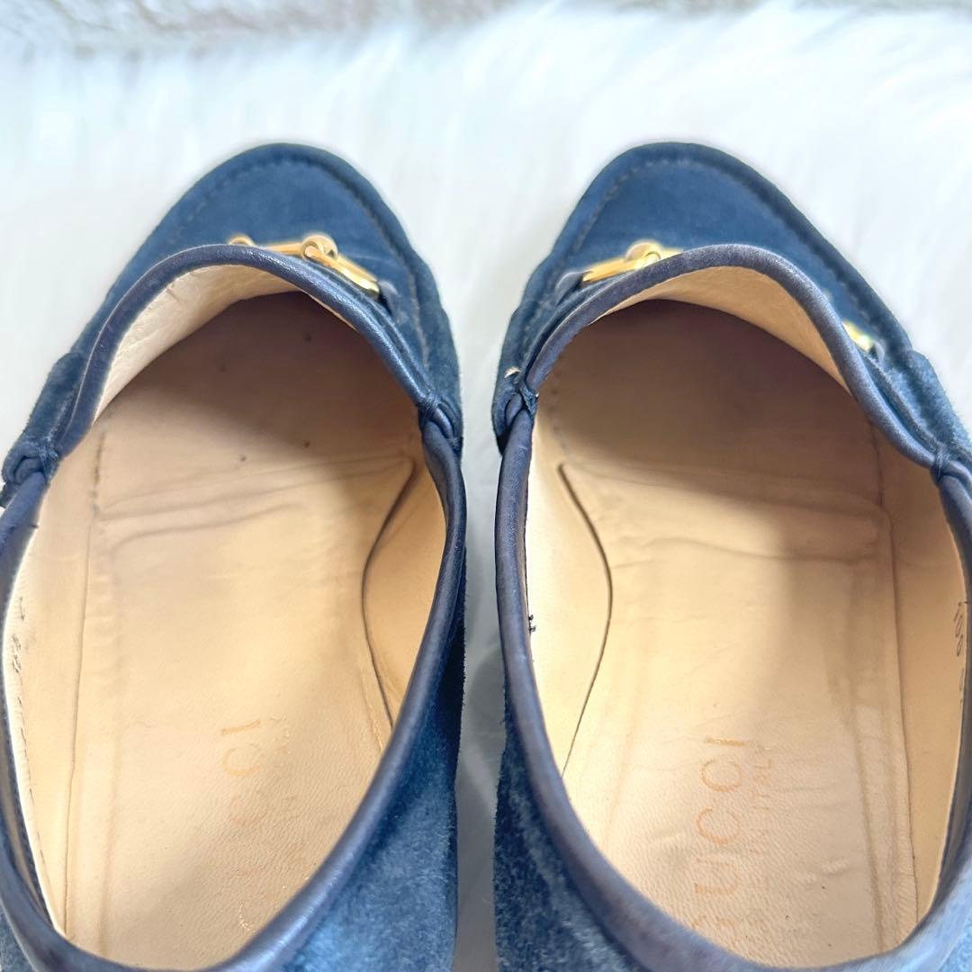 美品✨GUCCI ローファー ホースビット スエード ネイビー イタリア製