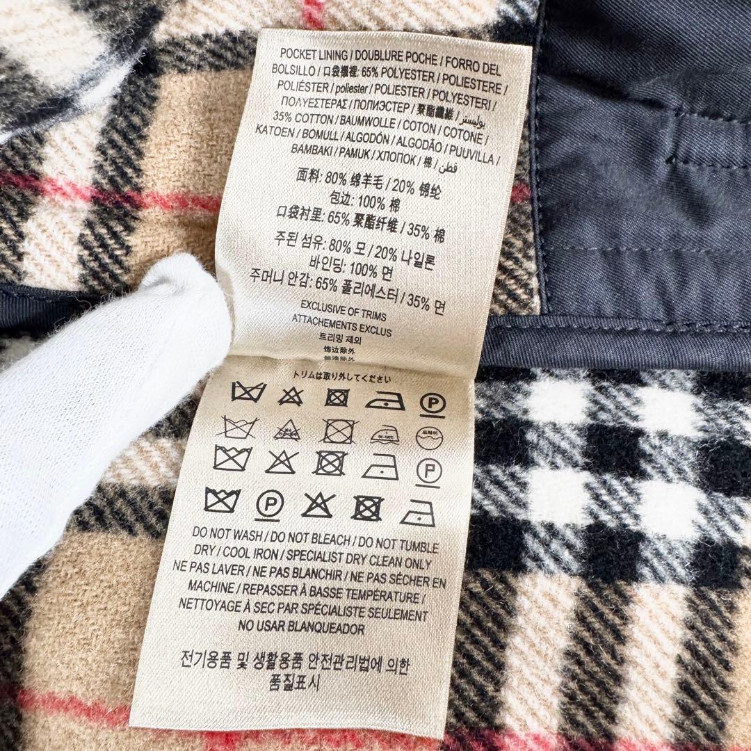 バーバリー ダッフルコート ロング フード ノバチェック 現行タグ ウール 52