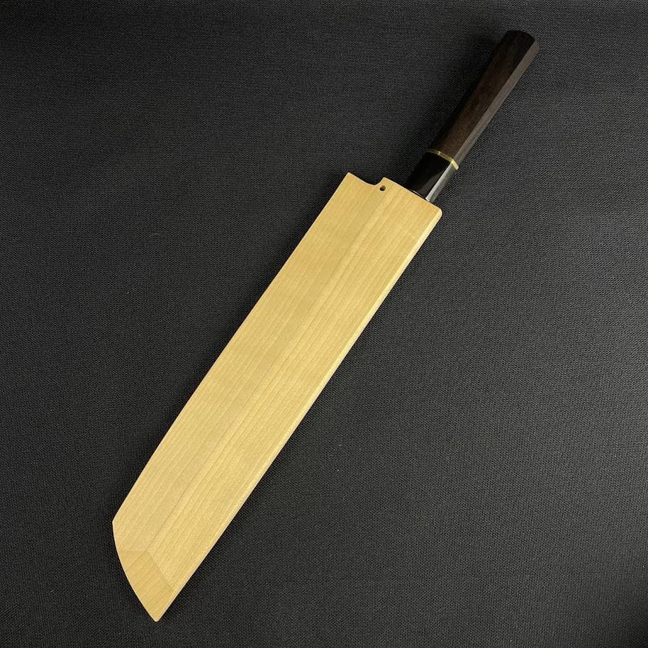 ほぼ未使用●丸越産業 鱧切り包丁● 本焼き 鏡面仕上げ 黒檀柄 白木鞘 合金鋼