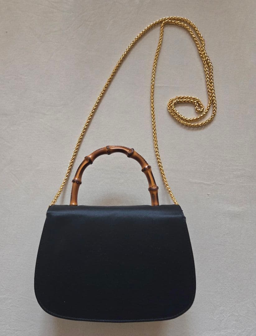 SALE❗稀少ヴィンテージGUCCI ブラックサテンミニバンブーバッグ