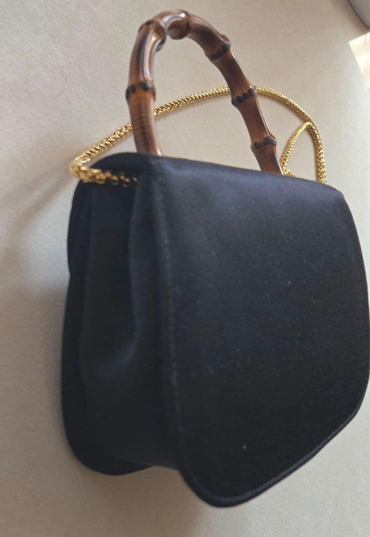 SALE❗稀少ヴィンテージGUCCI ブラックサテンミニバンブーバッグ