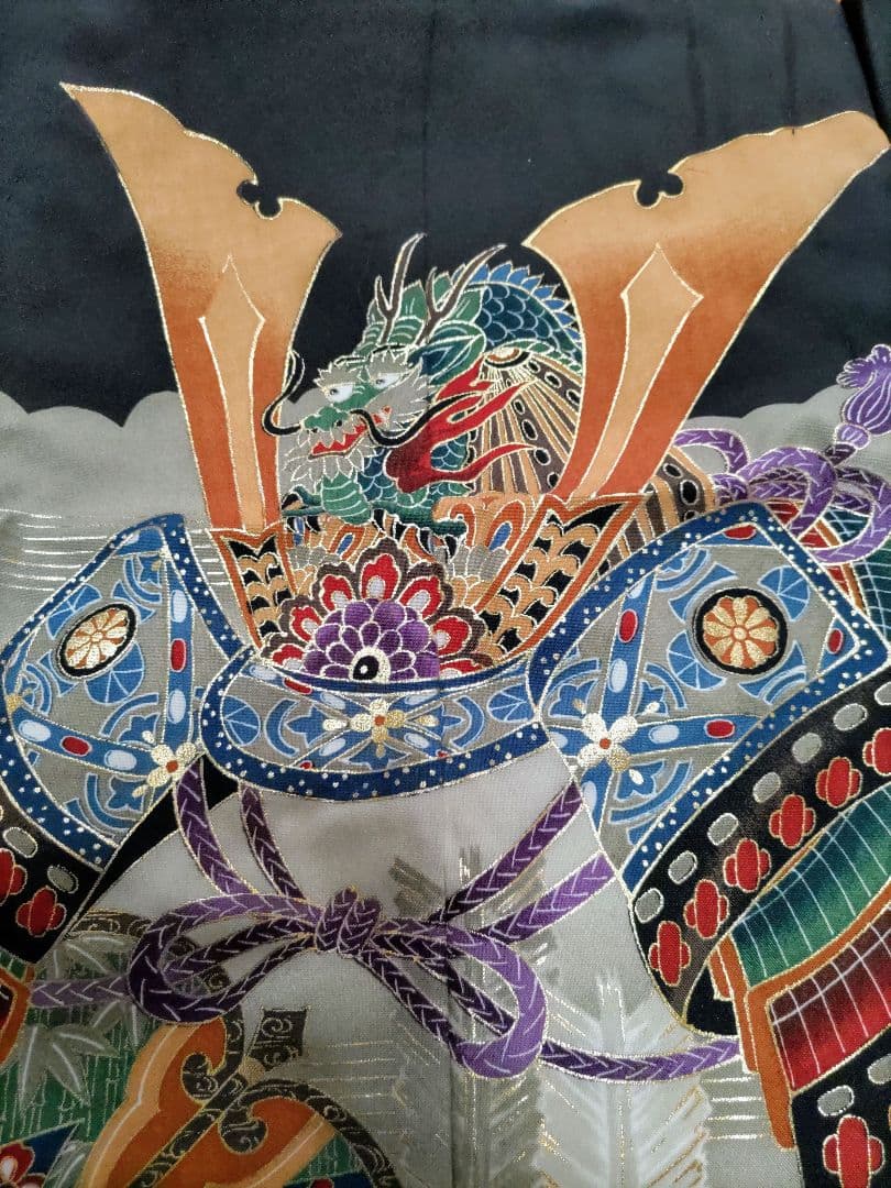 七五三 子供用 着物 黒と白のストライプ