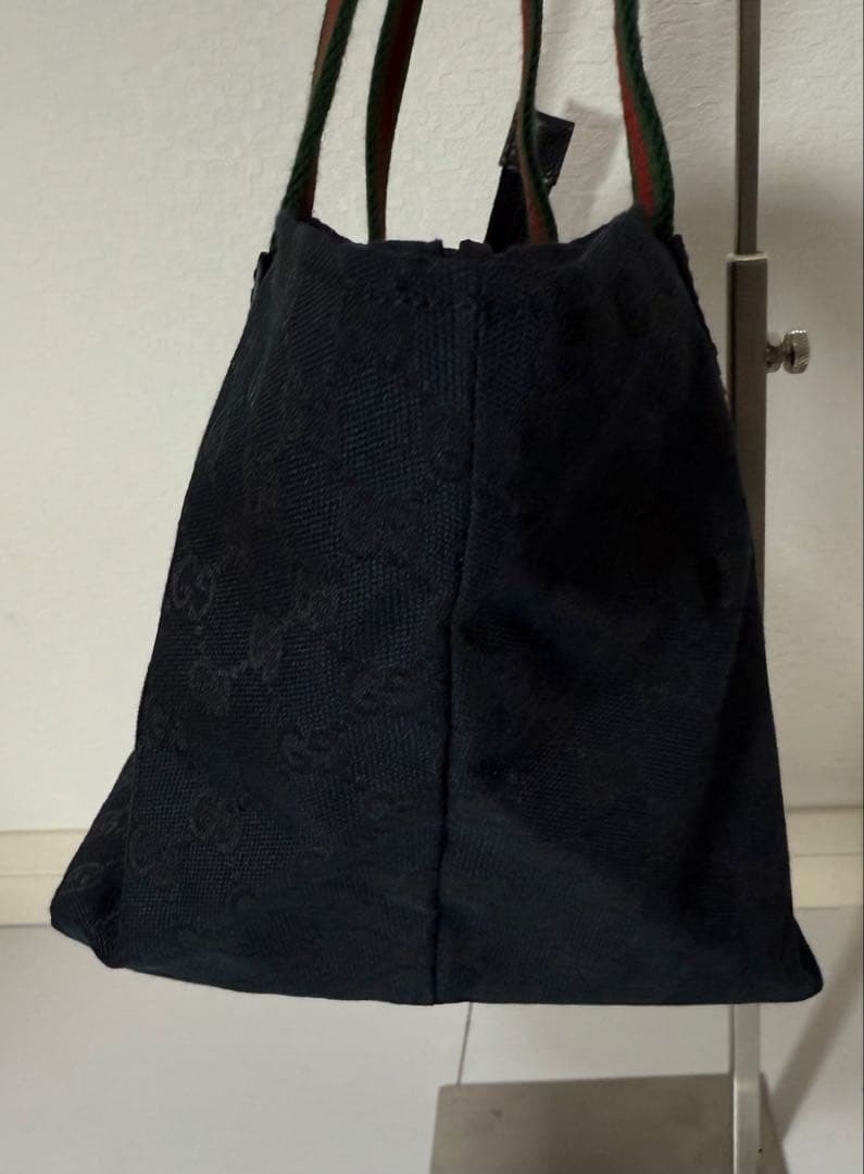GUCCI トートバッグレディース シェリーライン キャンバス 舟形 GG柄 黒