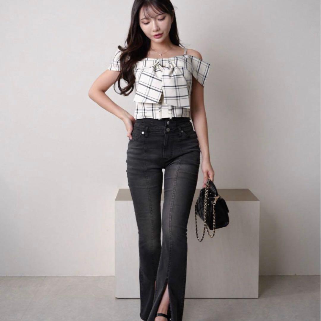 ツイードリボンオフショルトップス LIPSERVICE