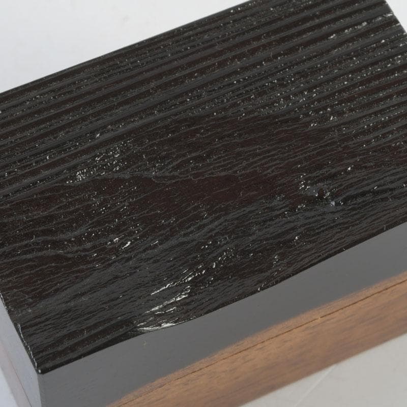 茶道具　加賀蒔絵師　国本勝彦作　黒柿　竹林蒔絵　割香合　共箱　V　9846