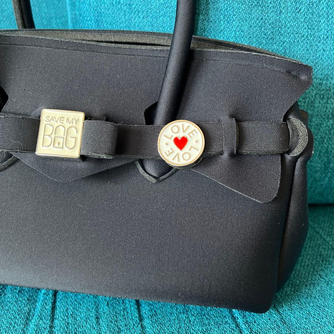 SAVE MY BAG ブラックバッグ チャーム付き