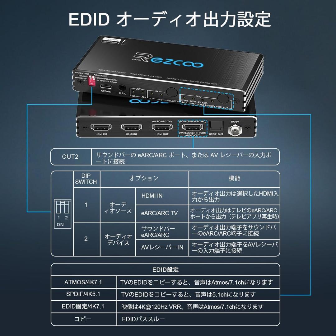 50%オフ！EZCOO HDMI 切替器 2入力1出力 + 音声分離