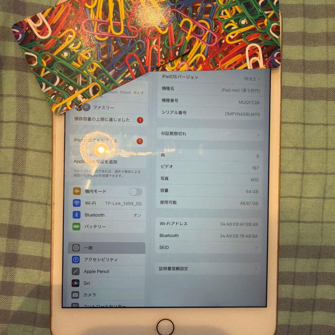 ipad mini (第5世代) ゴールド 64GB Wi-Fiモデル 美品