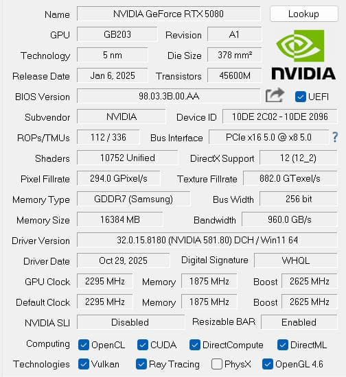 グラフィックボード・グラボ・ビデオカード GALAKURO GEFORCE RTX5080