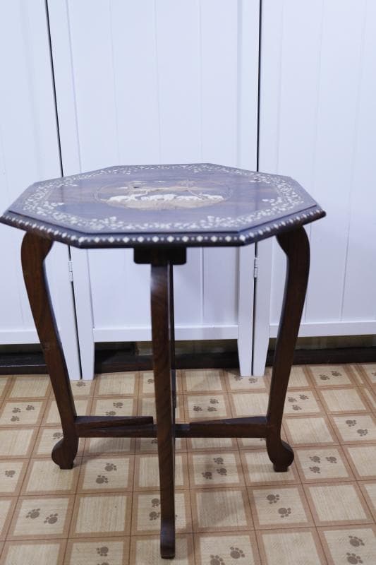 ◆象嵌寄木細工　八角形アンティークテーブル　 飾り台　サイドテーブル木製