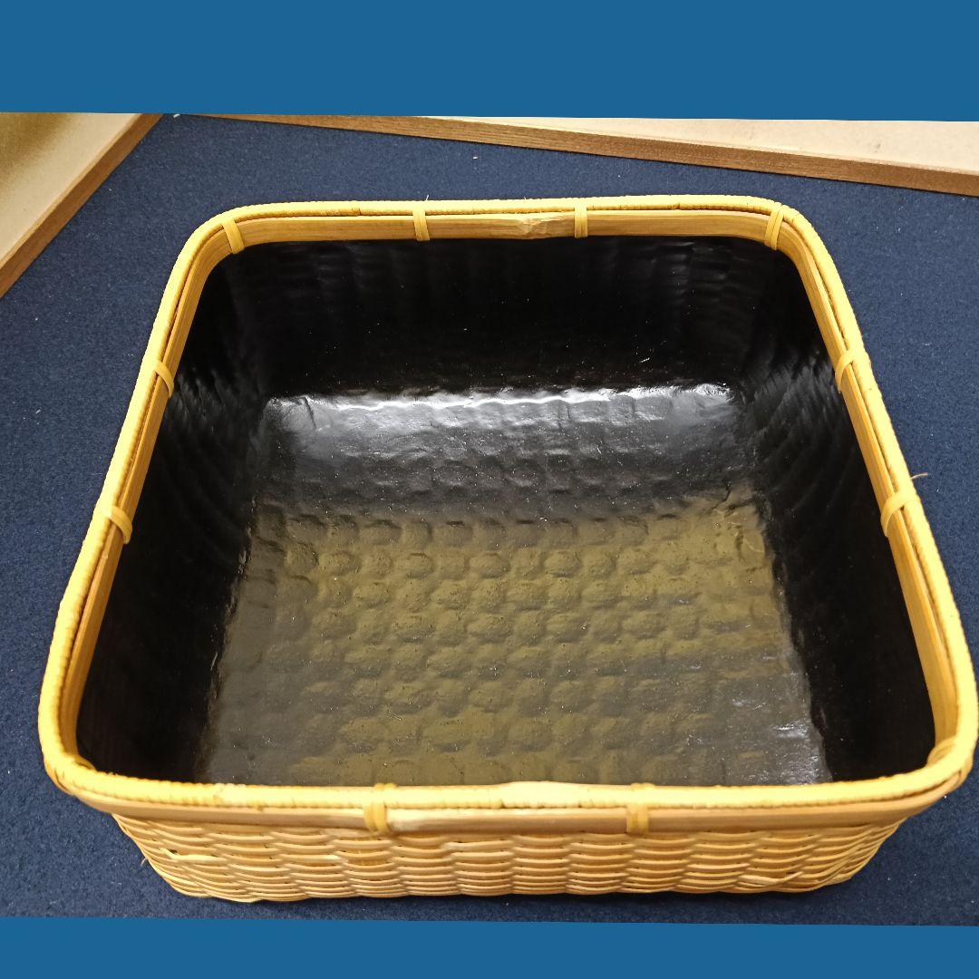 AN71 茶道具 松山篭 炭斗 平安 竹美斎造 共箱共布外側 未使用