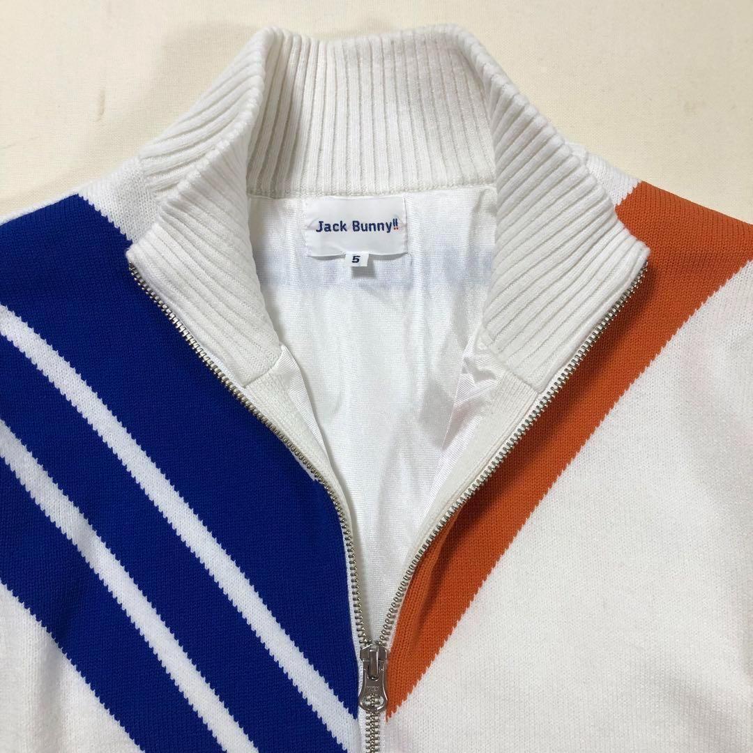 ジャックバニー ダブルジップ ニット ジャケット 裏地付 ホワイト サイズ5