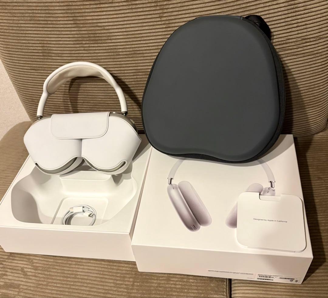 AirPods Max シルバー 本体　レッド　ケース　カバー付き