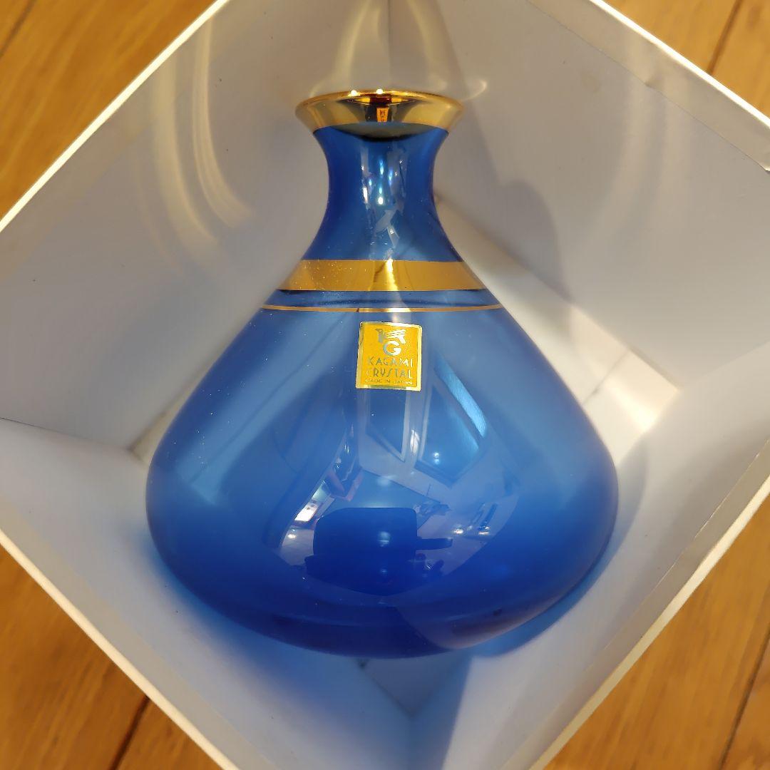 KAGAMI CRYSTAL 青色花瓶　ガラス　花入れ