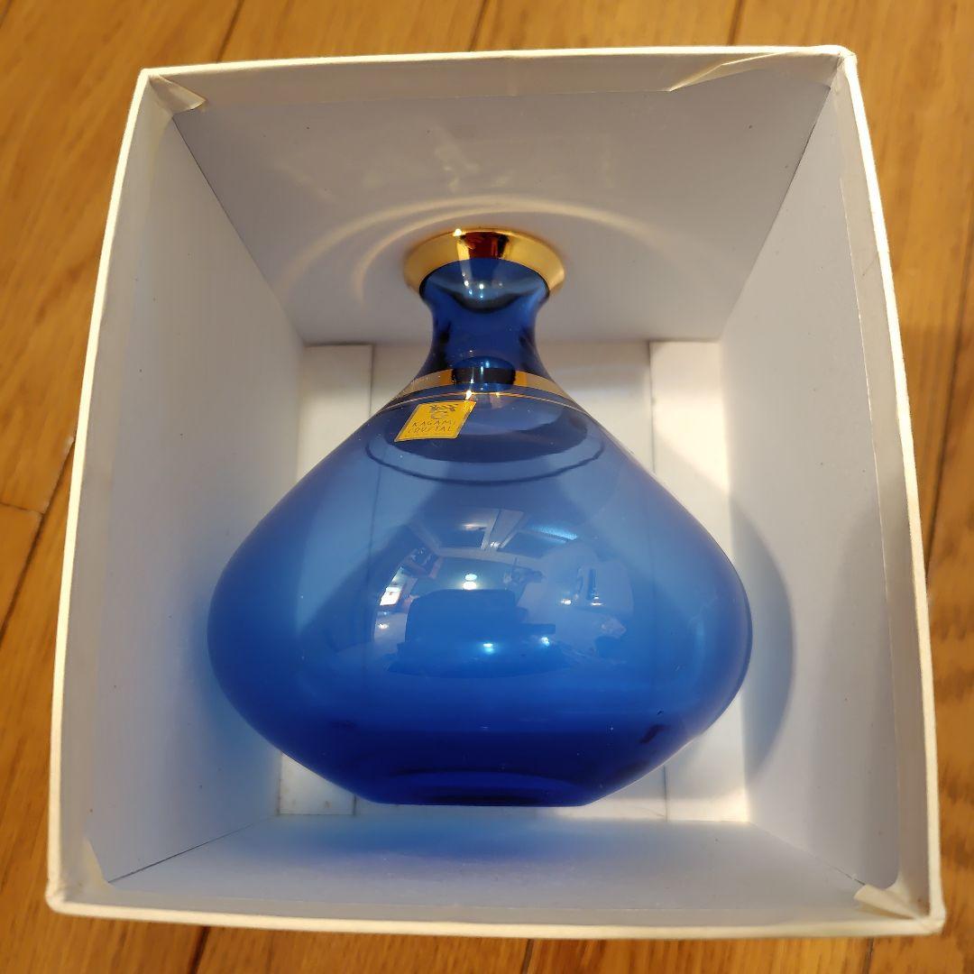 KAGAMI CRYSTAL 青色花瓶　ガラス　花入れ