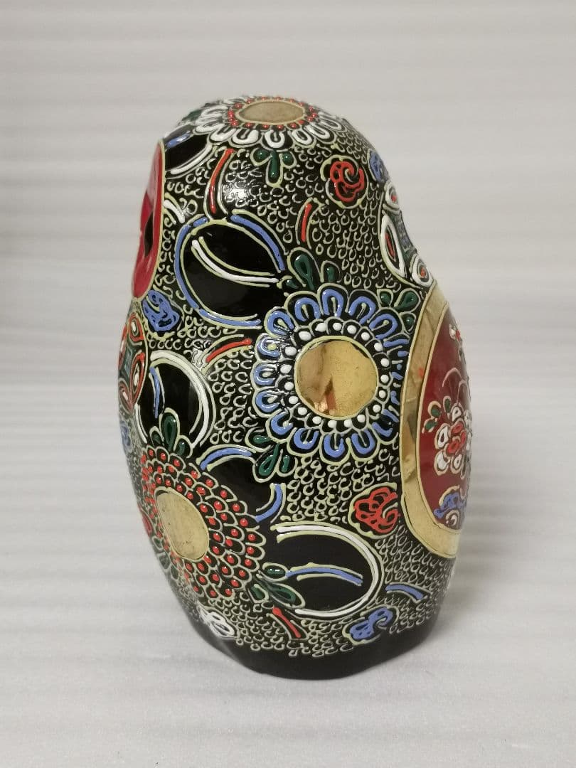 九谷焼 梟 ふくろう 6号 黒盛 縁起物 風水 置物 日本製 伝統工芸