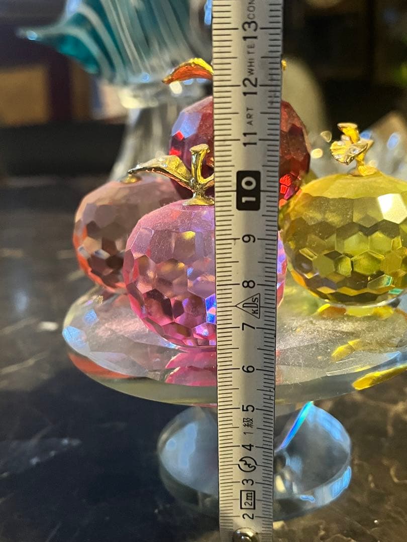 クリスタルリンゴ、スワロフスキーのオブジェ、回転クリスタルテーブル ガラス