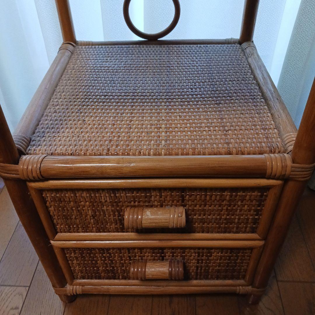 *籐製　飾り棚&引出し2段型