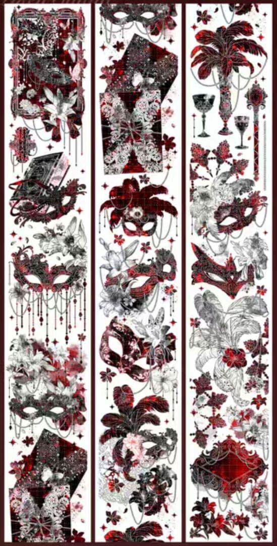 巻売 077★ 海外 マスキングテープ マステ PET 装飾 花 銀ホロ