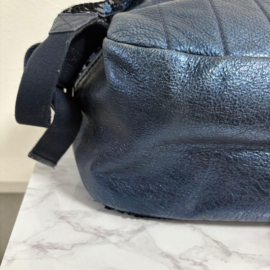 リュック・バックパック Coach blue poppy sequin backpack limited