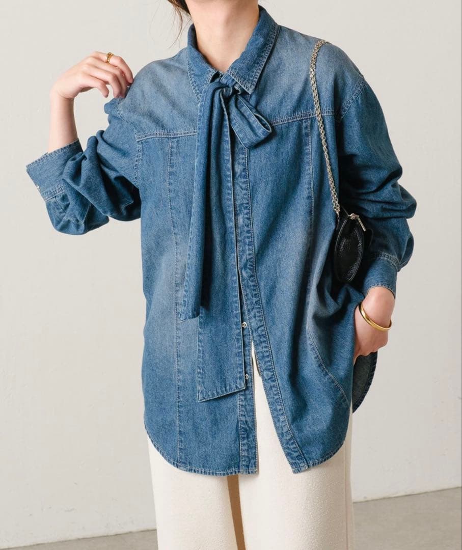 【新品】COLLAGE GALLARDAGALANTE ボウタイデニムシャツ