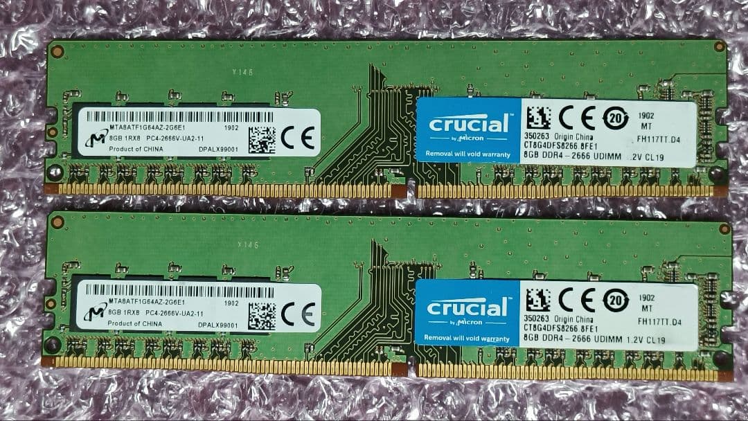 DDR4 8GBx2枚 16GB pc4-2666 動作確認済み ⑨