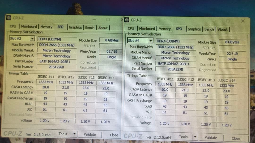 DDR4 8GBx2枚 16GB pc4-2666 動作確認済み ⑨