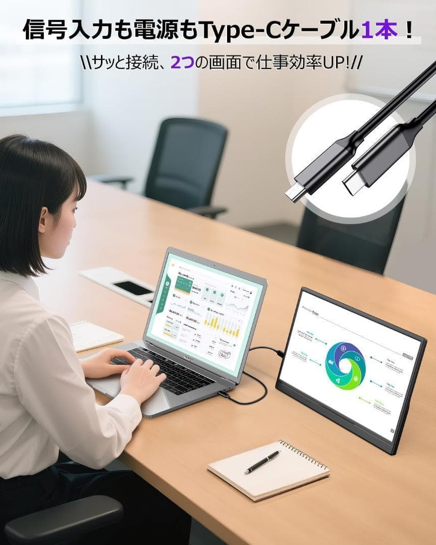 モバイルモニター 15.6インチ フルHD スタンド カバー 薄型 軽量 653