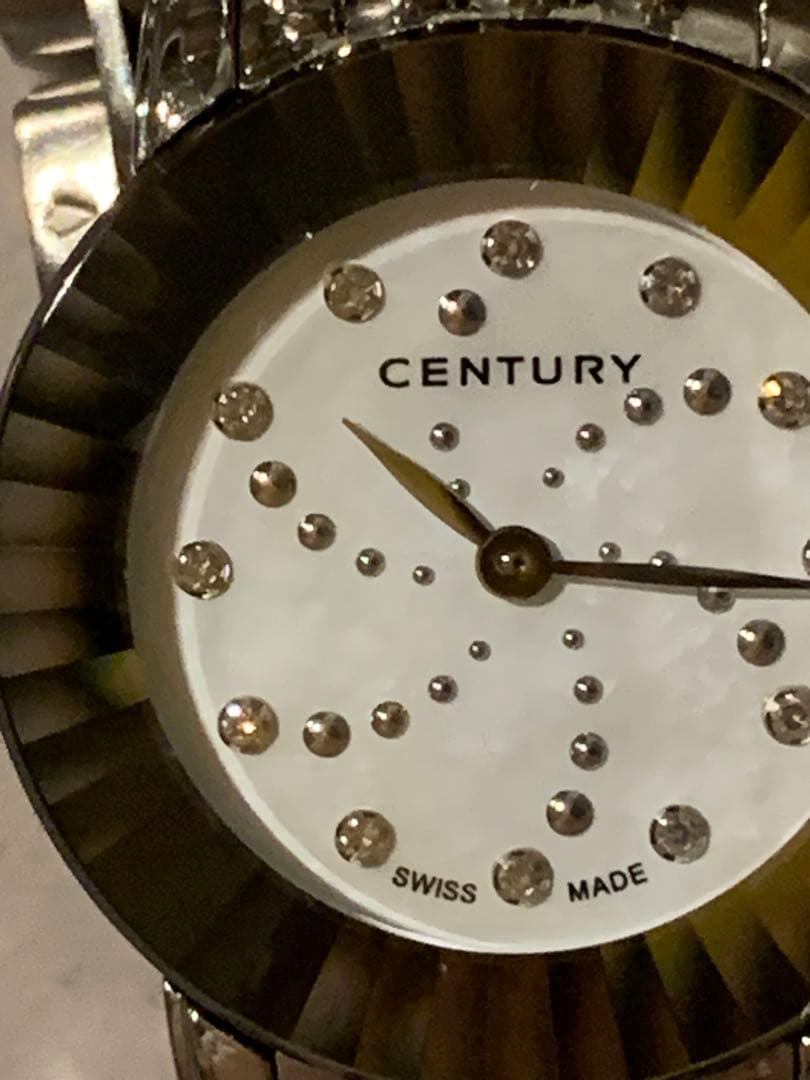 輝く✨CENTURY TIME GEM シェル文字盤12P ダイヤ腕時計　稼働中